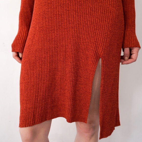 BCBG MaxAzria Orange Rib Cold Shoulder Knit Dress - Picture 8 of 8